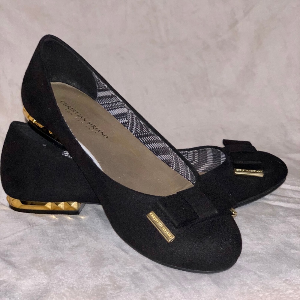 Christian Siriano Flats with bow and gold heel
